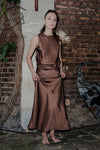 BASERANGE tight skirt SKDYF-VI-SP24 dark brown